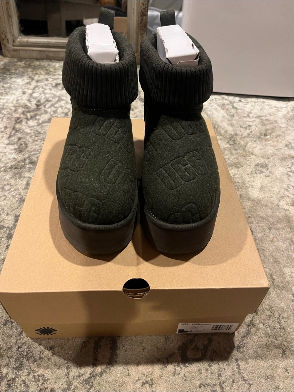 UGG women’s Dark Olive Quilted Ankle Boots